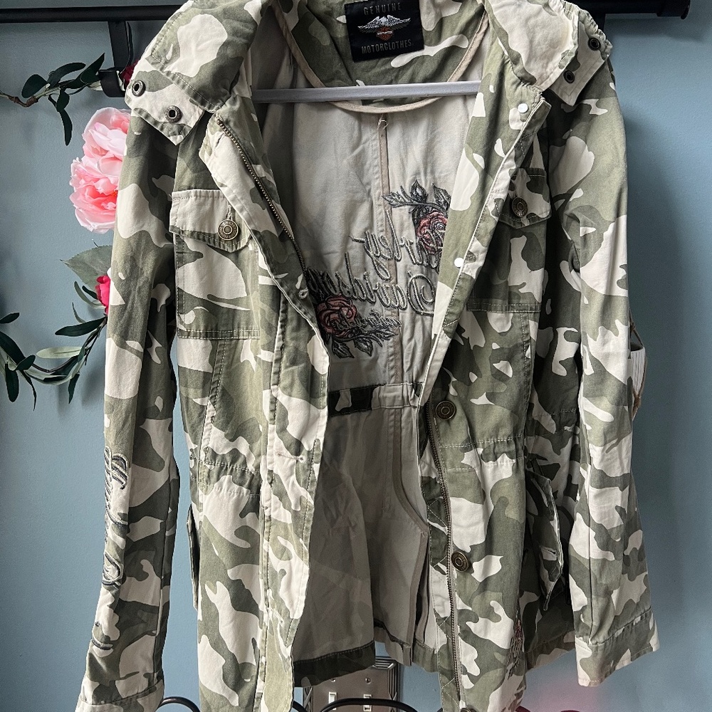 Harley Davidson Camo and Rose Jacket